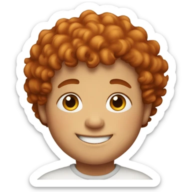 Bading redish curly little hair guy with corners in the hair chubby smiling sticker