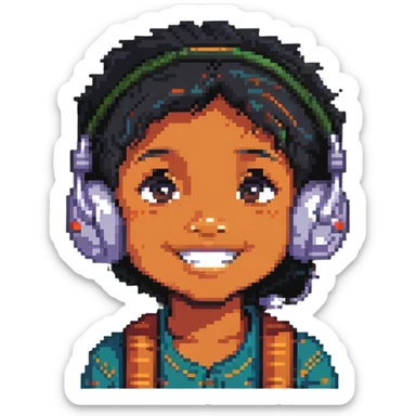 happy Indian kid listening to a story sticker