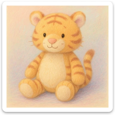 Pastel illustration of a tiger jellycat stuffed plushie  sticker