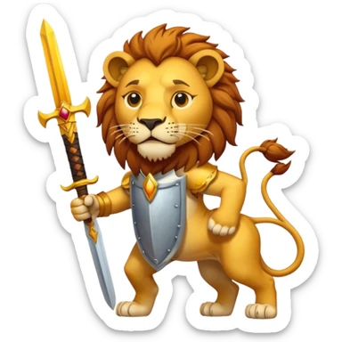 Please create a lion holding a sword with a sun behind the lion? sticker
