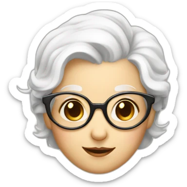 old jerry feminine mouse with spectacles and white hair and white dress sticker