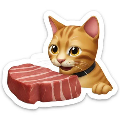Cat eating steak  sticker