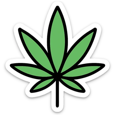 weed leaf, modern icon style, simple, clean lines, minimal color sticker