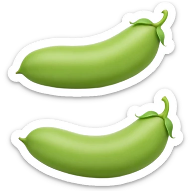 fresh fava beans, two or three, bright green, out of pod, soft curved shape, smooth matte, plump, tender, size and contour variation, optional open pod, no bowl or plate, no faces, clean 3D, soft shadows, transparent background, emoji scale sticker