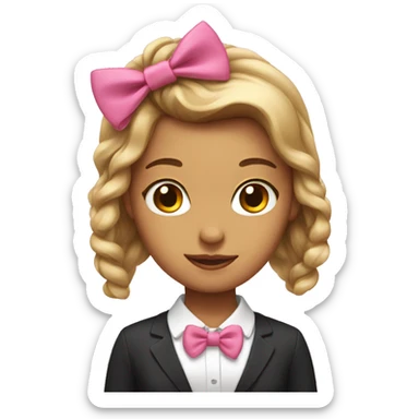 Girl with a pink bow tie in her hair sticker