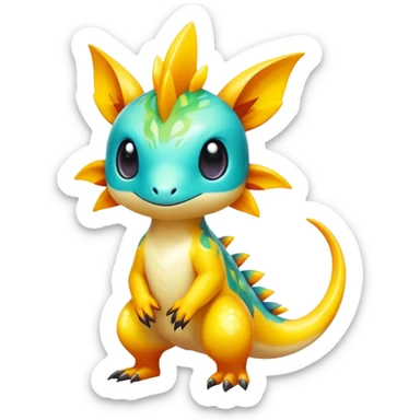 Exotic tropical shiny rare epic cute Fakémon-creature, full body, with random markings sticker