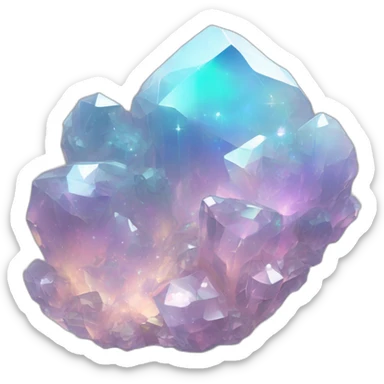 Sparkly glossy Pastel whitish iridescent glass nebula crystal clusters sticker
