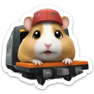 hamster rides a train sticker