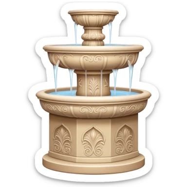 beige water fountain with intricate detailing sticker
