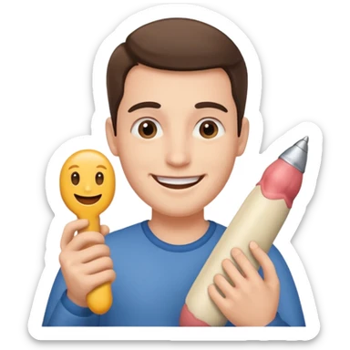 :-) holding a penis sticker