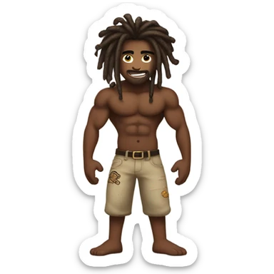 Flexing brown with tattoos and dreadlocks  sticker