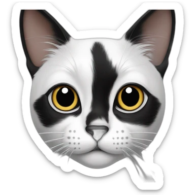 BLACK AND WHITE CAT WITH SPOT ON NOSE sticker