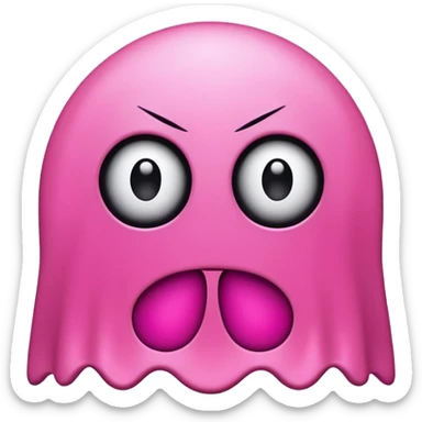 Pink Pacman ghost character with big eyelashes sticker