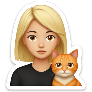 blond-hair-girl-and-black-hair-man-and-orange-cat sticker