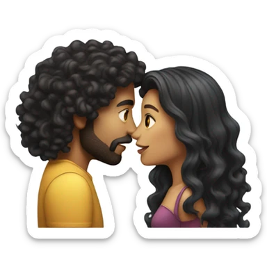  Man with long curly hair kissing  woman with long dark hair sticker