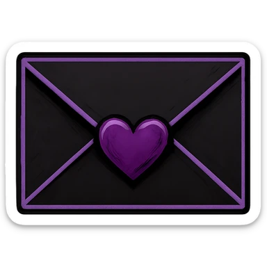 emo envelope with a heart seal, black and purple, no background sticker