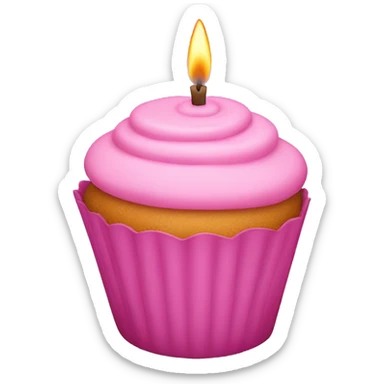 Pink cupcake candle  sticker