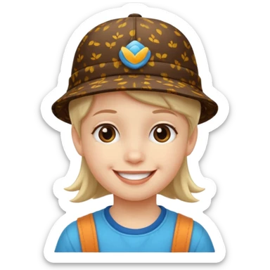 print hat with kid sticker