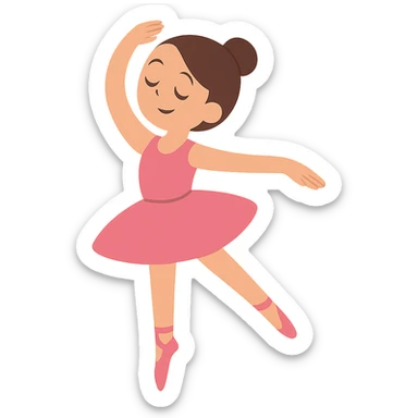 flat toon style ballet dancing girl sticker