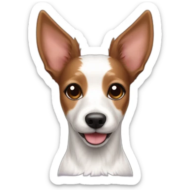 happy female white and brown toy fox terrier with long fur sticker