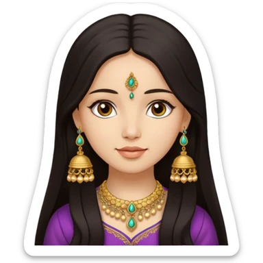 A jhumka girl with hair and face only passport size picture sticker