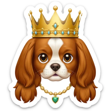 cavalier king charles spaniel wearing a crown sticker