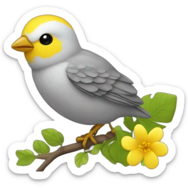 Pájaro ninfa amarillo gris cresta amarilla sticker