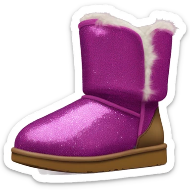 Realistic magenta glitter and fur Ugg boots. sticker