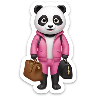 Pink panda bear with a Prada bag  sticker