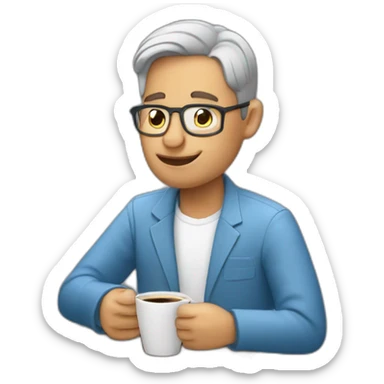 Un homme brun qui boit un espresso sticker