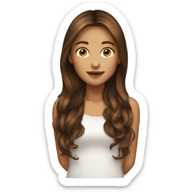 Tanned skin long brown hair emoji sticker