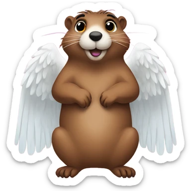 Groundhog with wings angel sticker