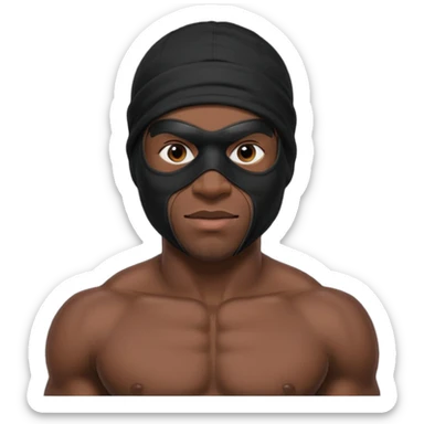 smug muscular african male black ski mask wearing guy with no top sticker
