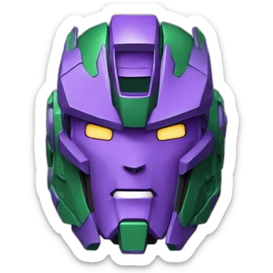 purple green gundam mecha head sticker