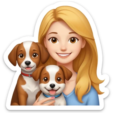 young woman with a cute dog, friends sticker