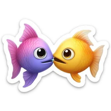 Two fish kiss each other  sticker