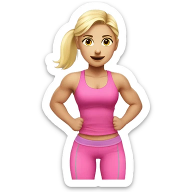 blond girl doing squats at the gym with pink clothes sticker
