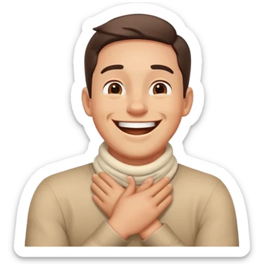 A man with hands crossed around his neck laughing  sticker