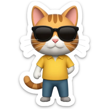 Cat with sunglasses sticker