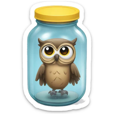 owl in a glass jar full of glue sticker