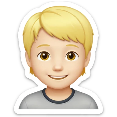 "- Nam
- 5 tuổi
- Da trắng
- Tóc ngắn, vàng
- Cười tươi
" sticker