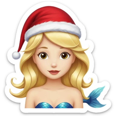 blonde mermaid with christmass hat sticker