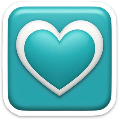 teal square with a white heart and a line at the bottom sticker