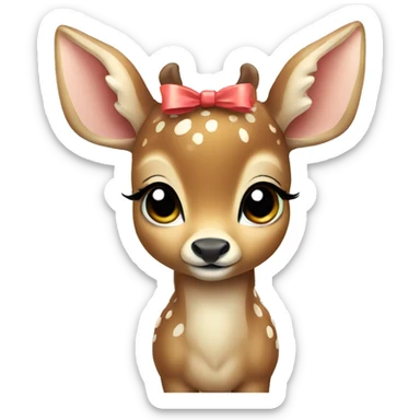 cute baby deer with a bow  sticker