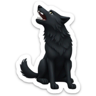 Black wolf howling  sticker
