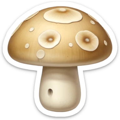 button mushroom, single, whole, three-quarter angle, smooth cap, short stem, off-white, pale beige, soft shadows, 3D clean style, transparent background, optimized for emoji size sticker