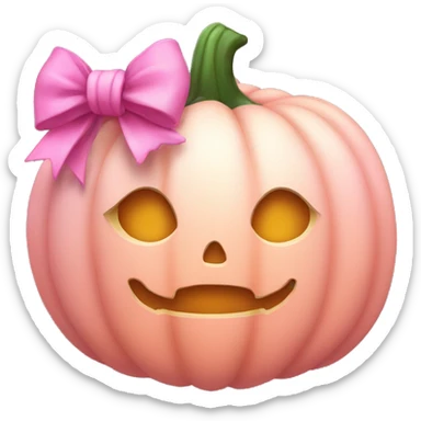 Light pink soft Pumpkin with a pink bow sticker