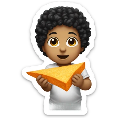 White baby with black curly hair eating Doritos  sticker