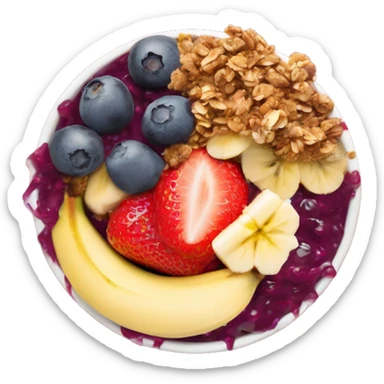 Açai bowl with granola banana strawberry mango on top sticker