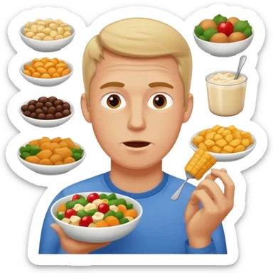 a tall white man eating 100 different foods sticker